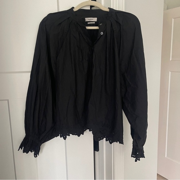 Isabel Marant ÉTOILE Black Ciladwel Embroidered Blouse top Long Sleeve